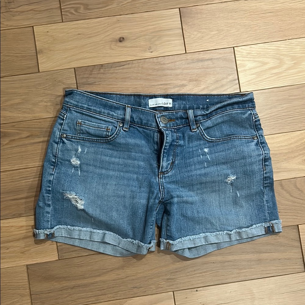 LOFT Women's Distressed Blue Jean Shorts